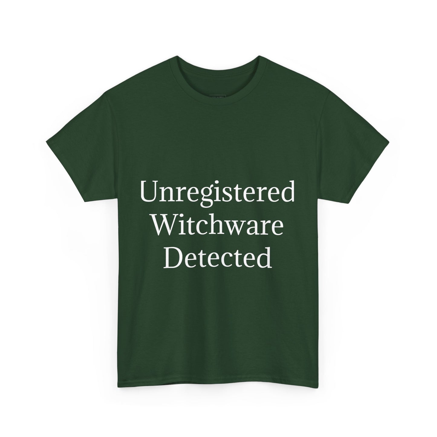 Unisex Heavy Cotton Tee - Unregistered Witchware Detected, Witchy Apparel, Halloween Tee