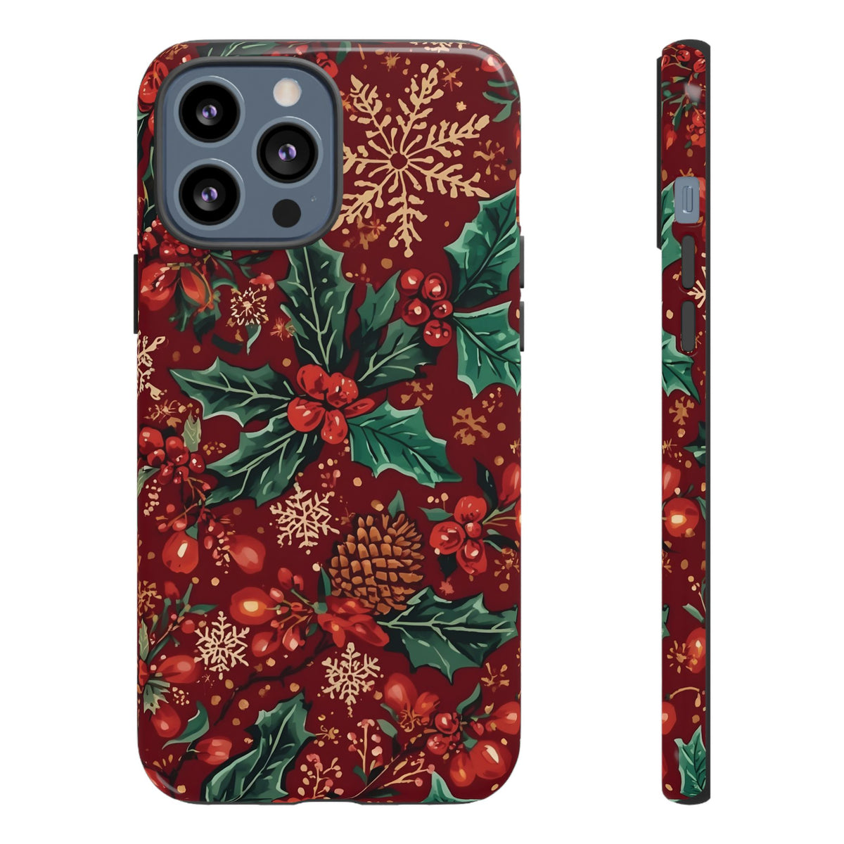 Christmas Floral Phone Case, Dual Layer Case for Iphone & Samsung