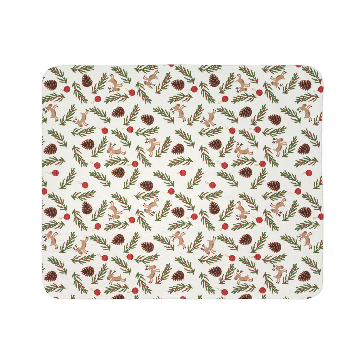 Holiday Pinecone Fleece Sherpa Blanket - Cozy Christmas Cabin Throw