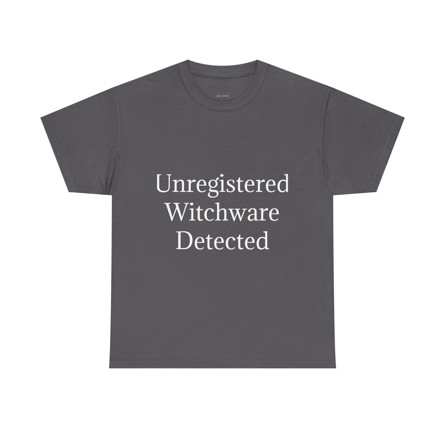Unisex Heavy Cotton Tee - Unregistered Witchware Detected, Witchy Apparel, Halloween Tee