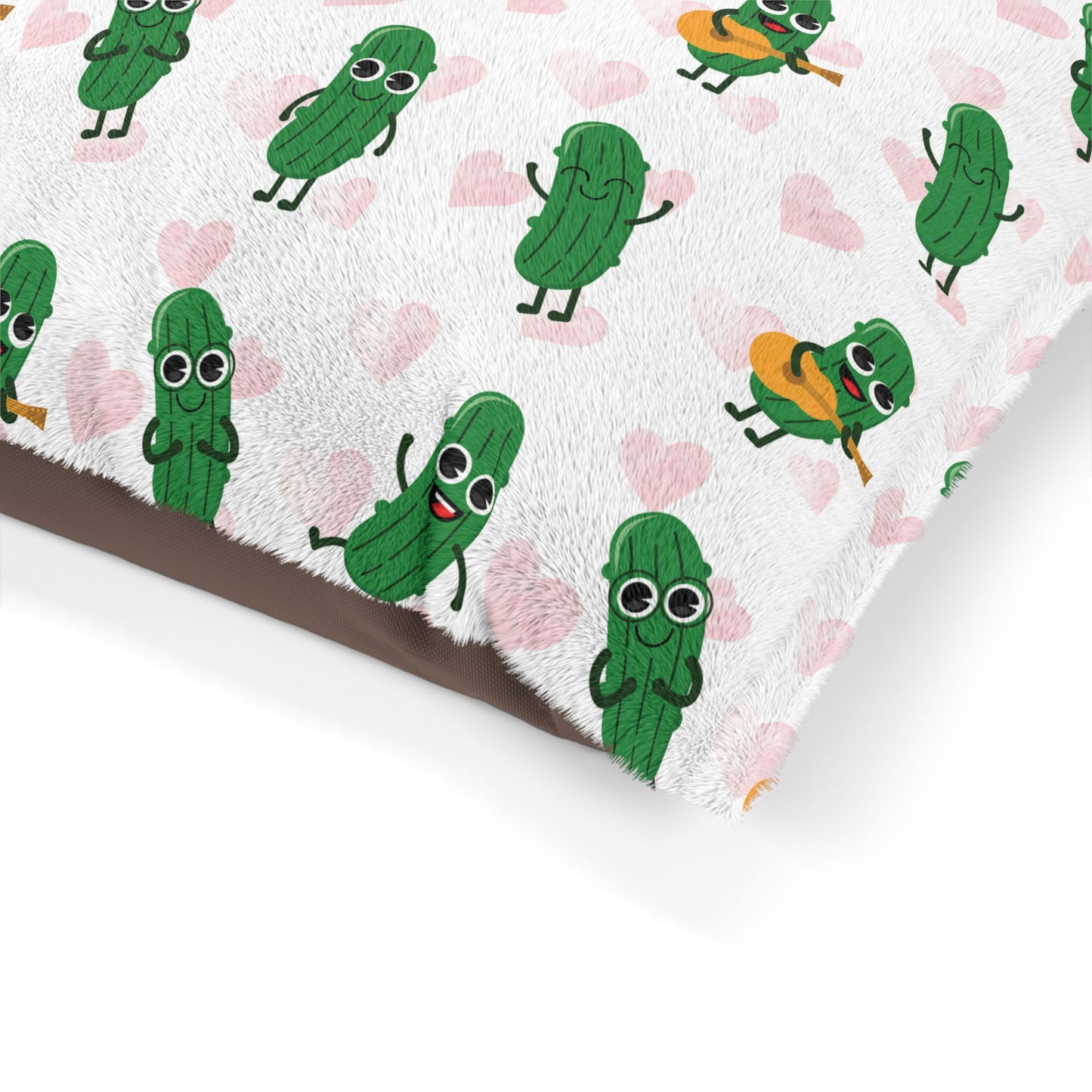 Pickle Pals Pet Bed — Cute Dancing Pickles with Hearts Dog & Cat Cushion