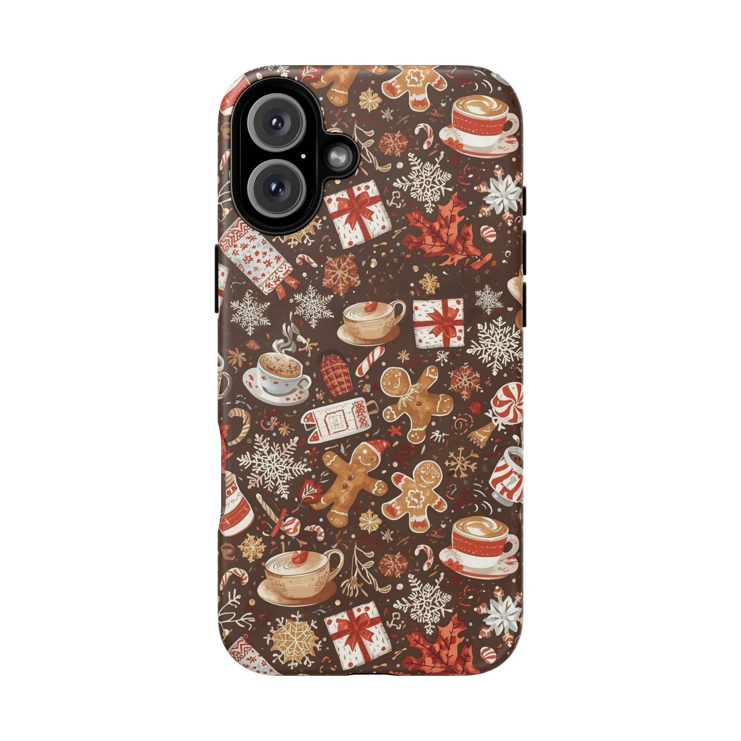 Christmas Phone Case, Festive Holiday Phone Case with Gingerbread and Cocoa Design for Iphone 17, 16, 15, 14, 13, 12, 11 & Samsung
