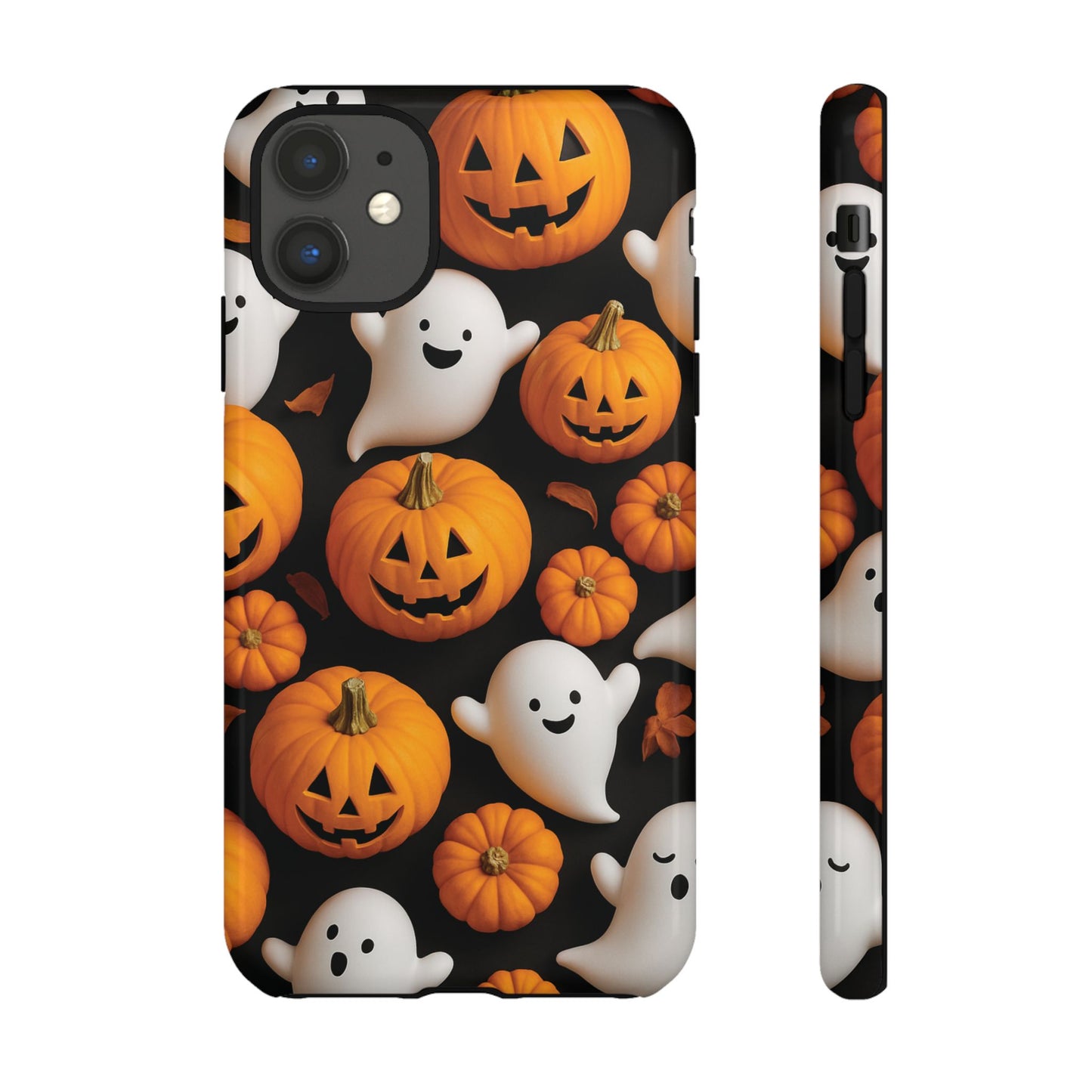 Halloween Phone Case, Spooky Ghosts and Pumpkins Design