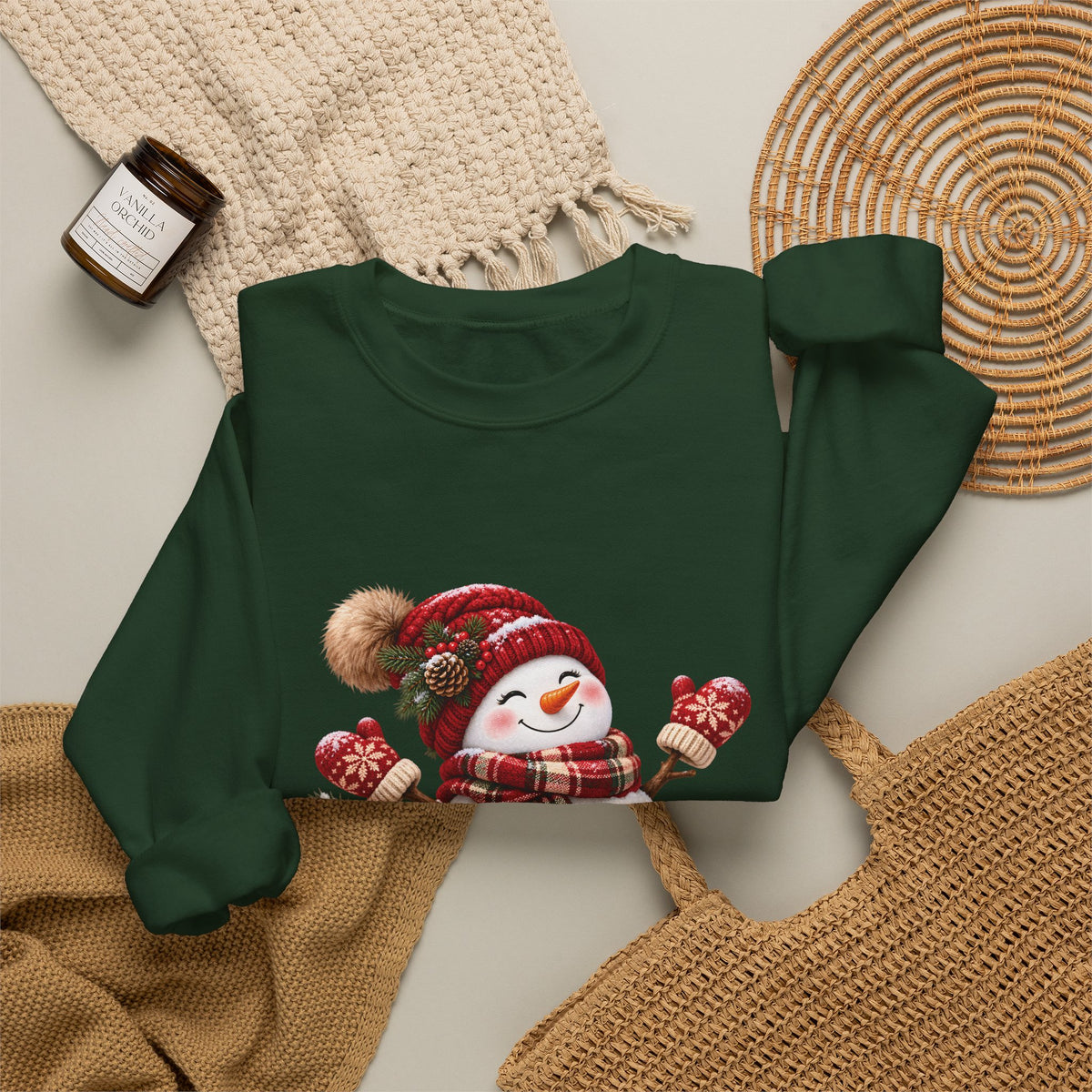 Snowman Holiday Sweatshirt - Cozy Christmas Unisex Sweatshirt