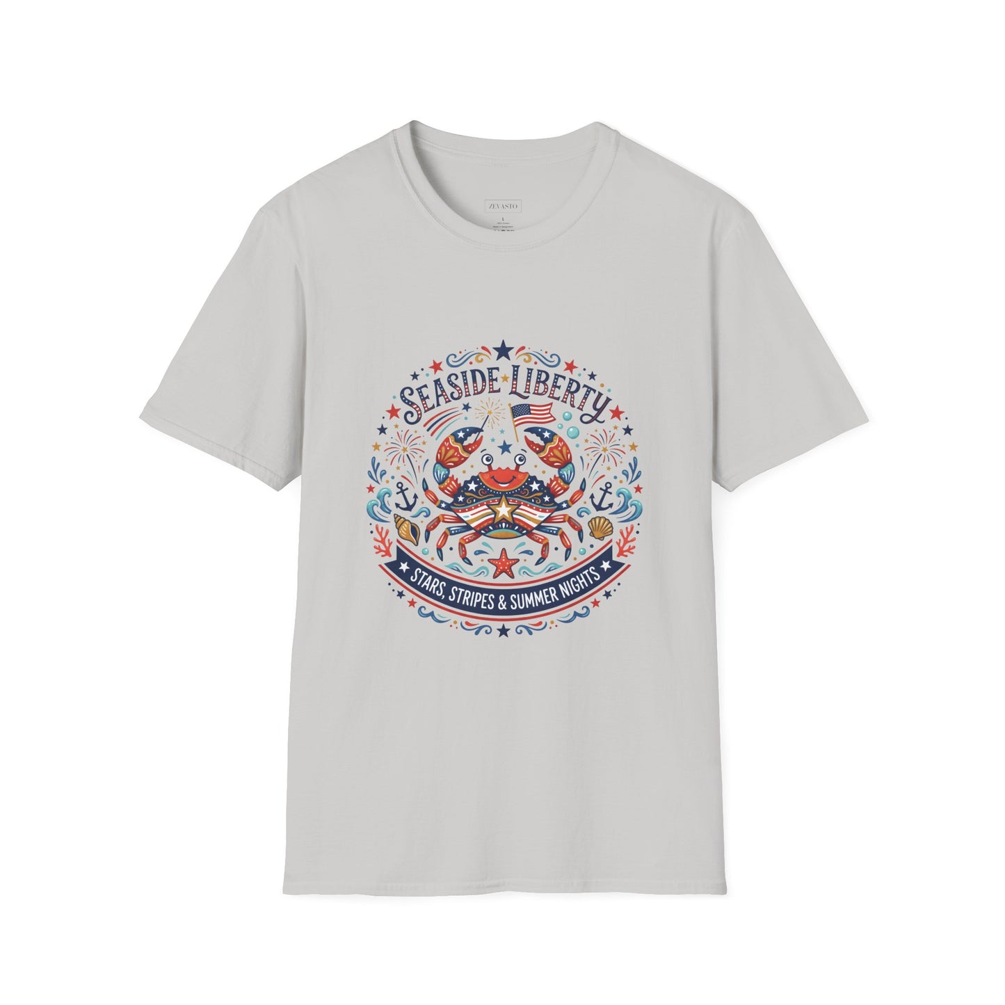 Seaside Liberty Crab T-Shirt — 4th of July Patriotic Summer Beach Tee