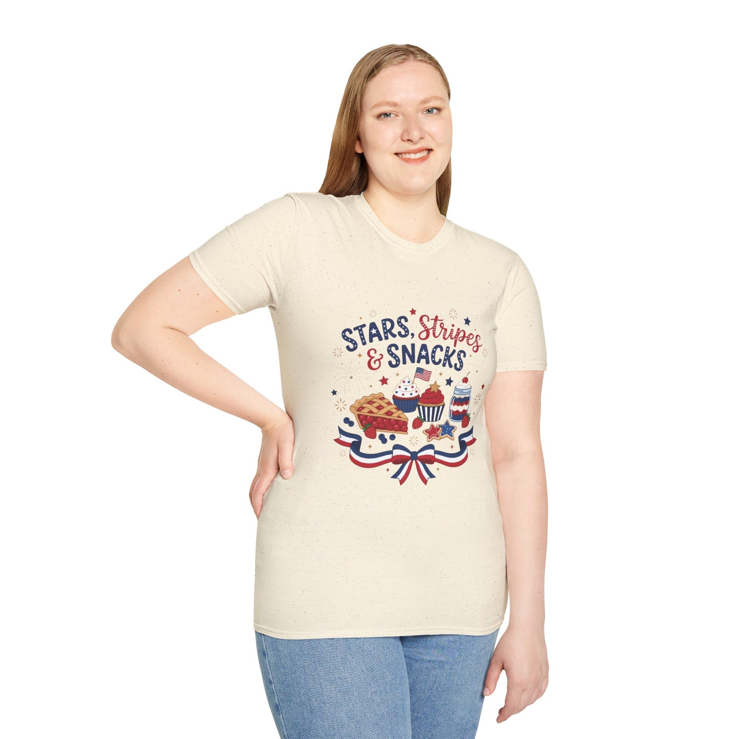 Stars, Stripes & Snacks T-Shirt — 4th of July Patriotic Dessert Tee