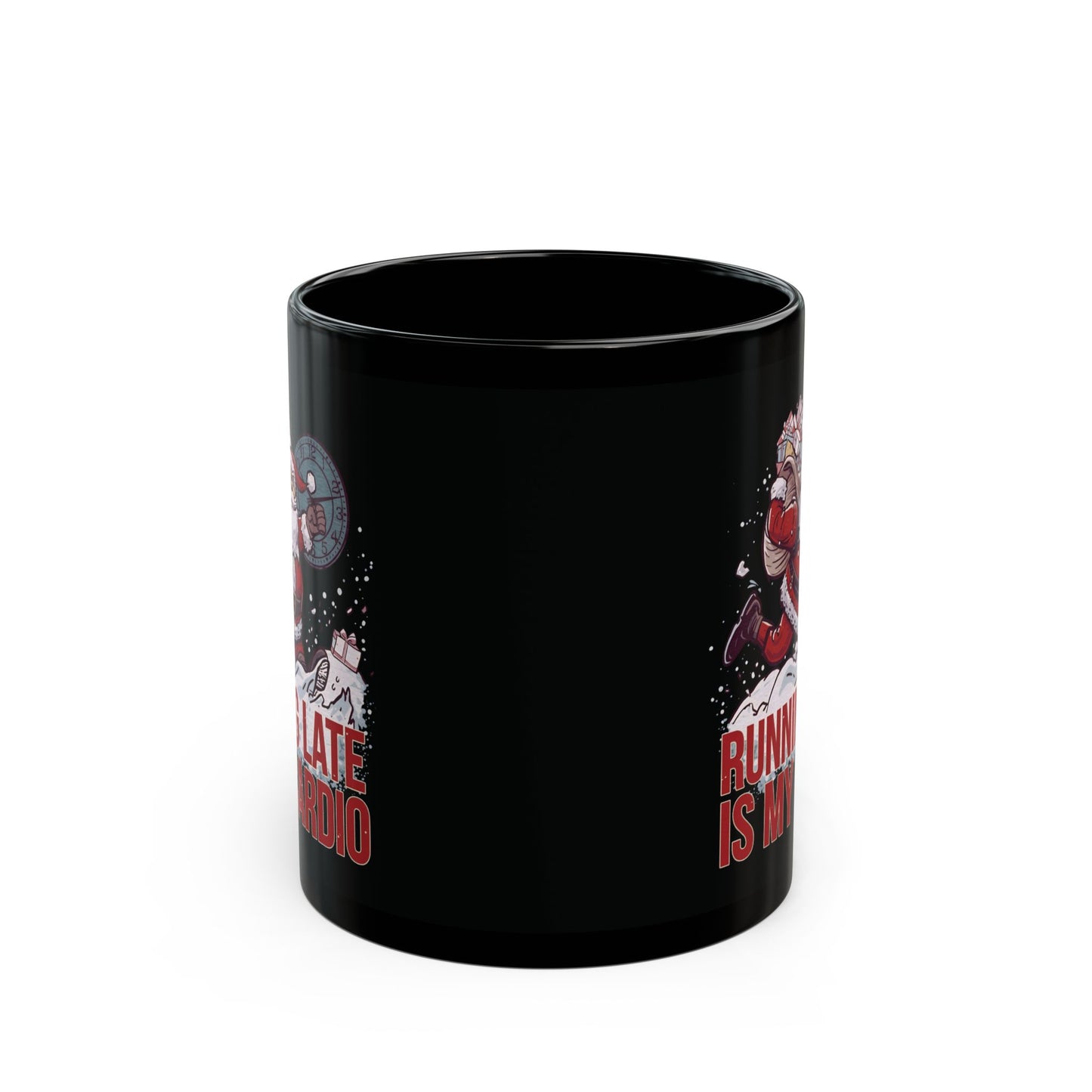 Funny Holiday Coffee Mug, Santa Running Late is My Cardio, Christmas Gift for Runners, Seasonal Mug for Coffee Lovers
