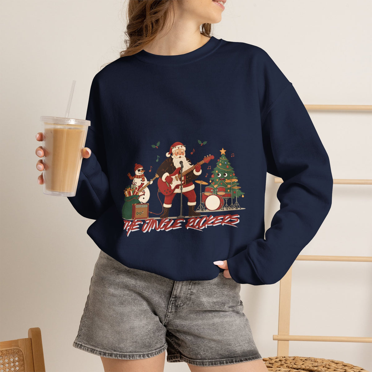 Funny Christmas Sweatshirt – "The Jingle Rockers" Holiday Band Crewneck