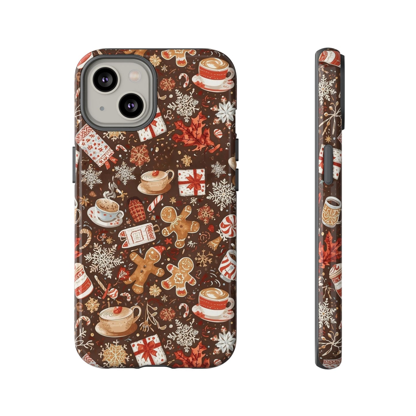 Christmas Phone Case, Festive Holiday Phone Case with Gingerbread and Cocoa Design for Iphone 17, 16, 15, 14, 13, 12, 11 & Samsung