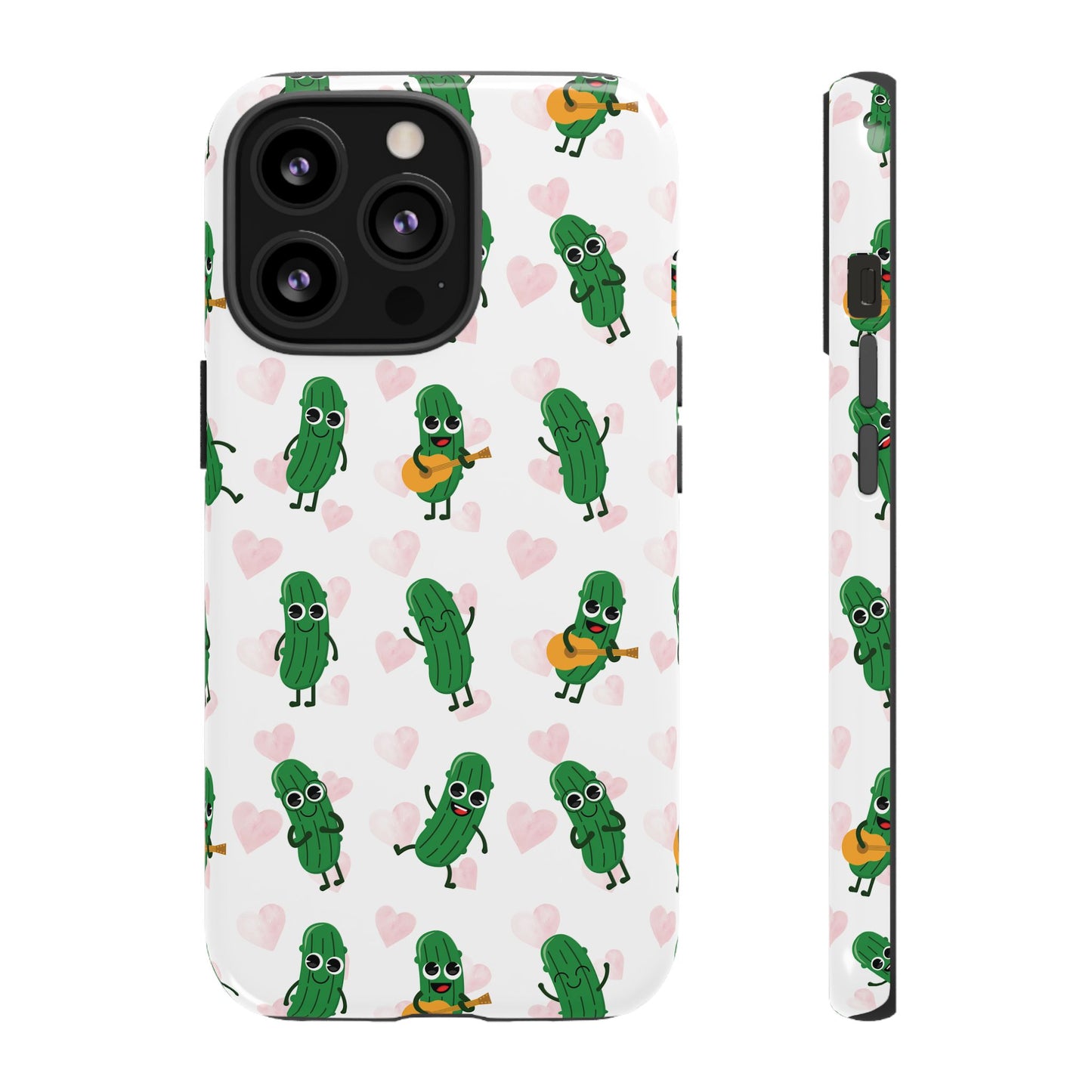 Pickle Pattern Phone Case — Cute Dancing Pickles with Hearts