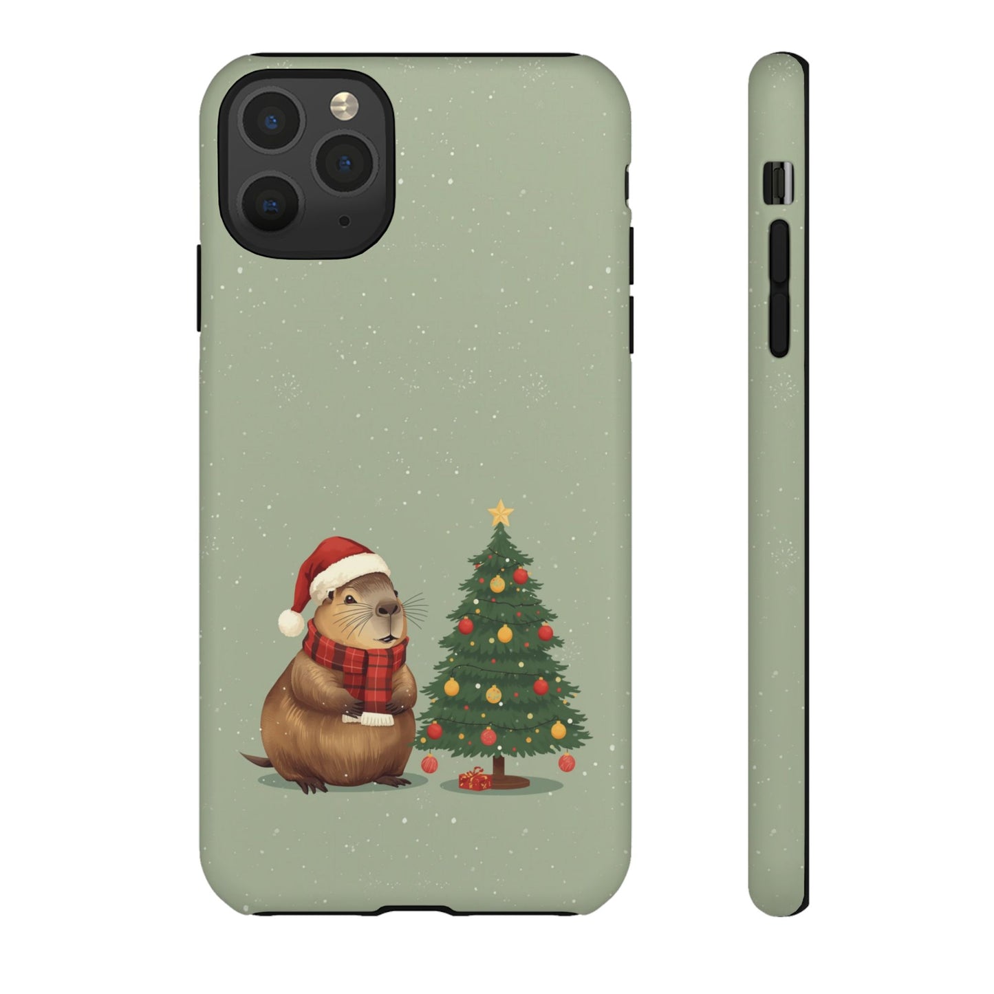 Christmas Phone Case with Capybara Design, Dual Layer Protective Case for Iphone 17, 16, 15, 14, 13 & Samsung