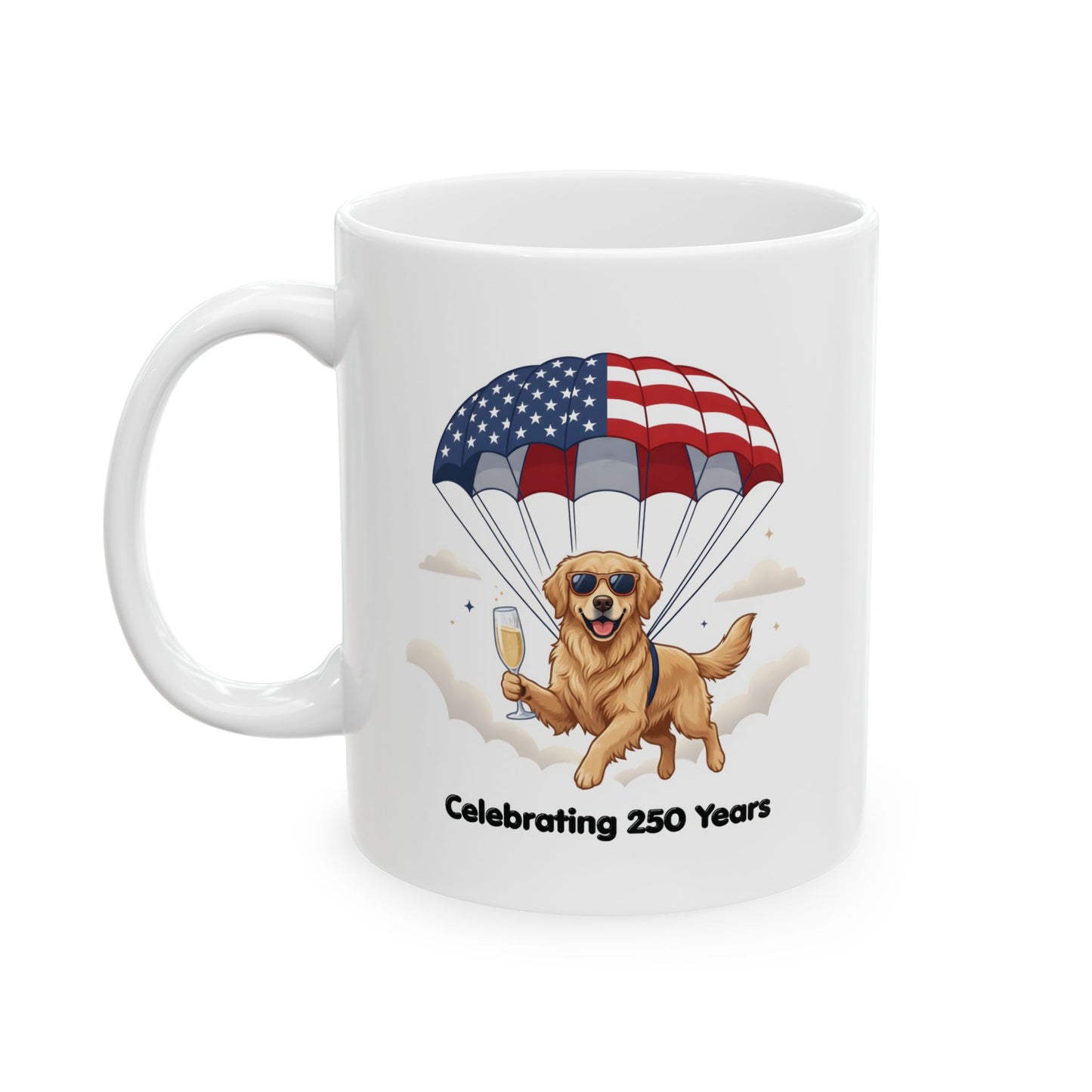 Patriotic Golden Retriever Ceramic Mug