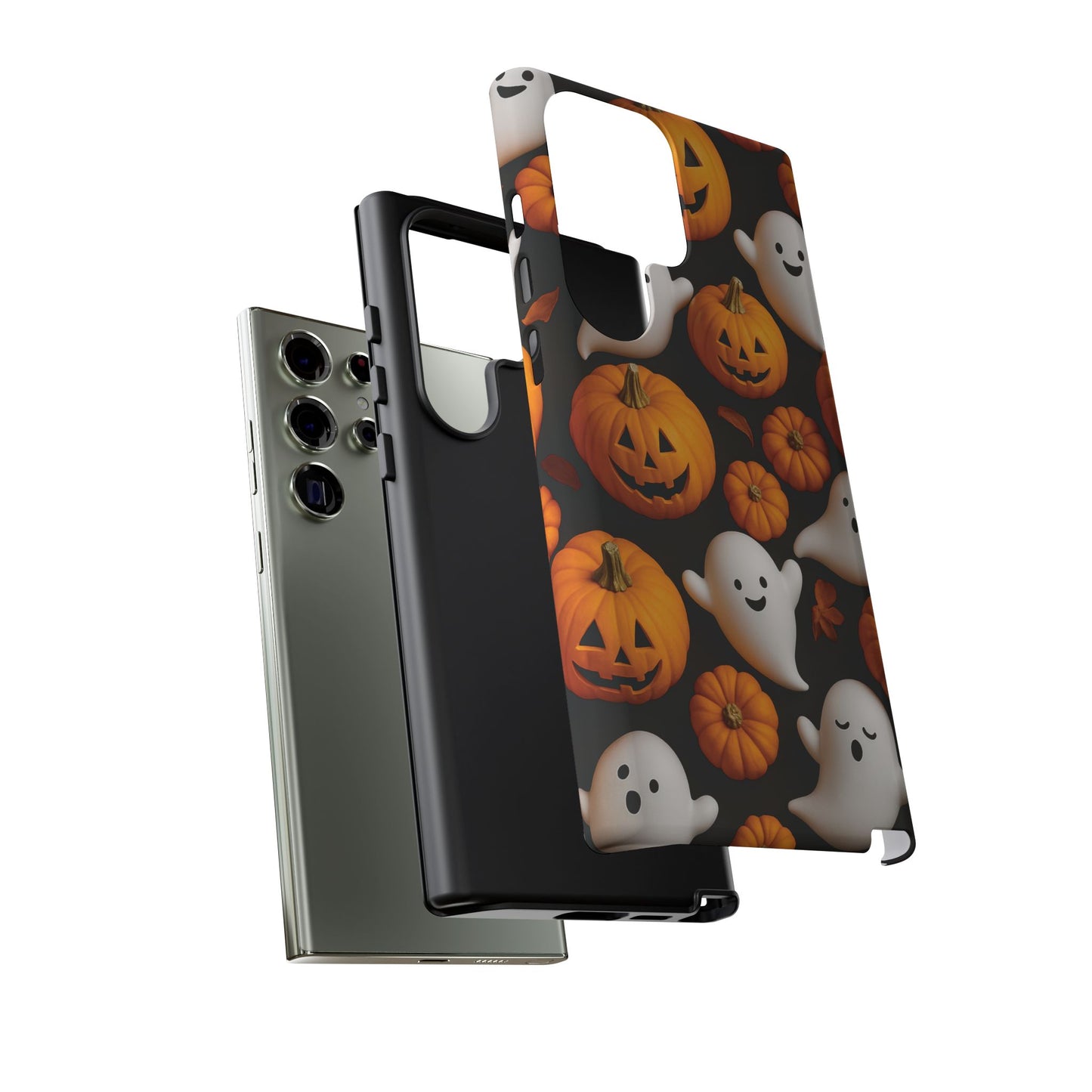 Halloween Phone Case, Spooky Ghosts and Pumpkins Design