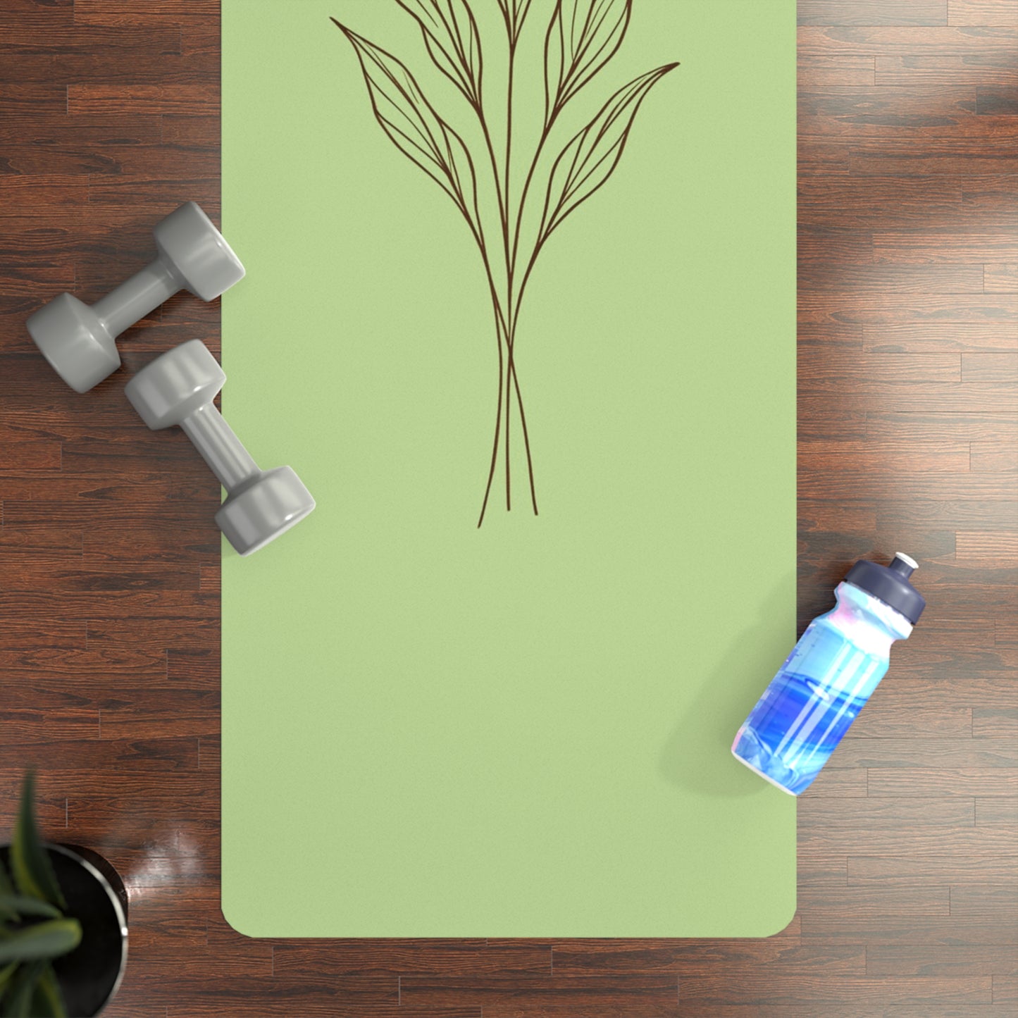 Eco-Friendly Rubber Yoga Mat with Leaf Design, Fitness Mat