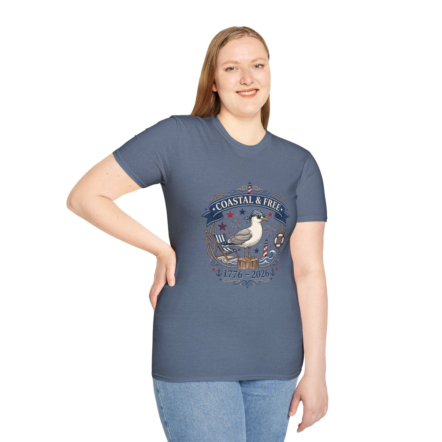Coastal & Free Seagull T-Shirt — Patriotic 4th of July Tee