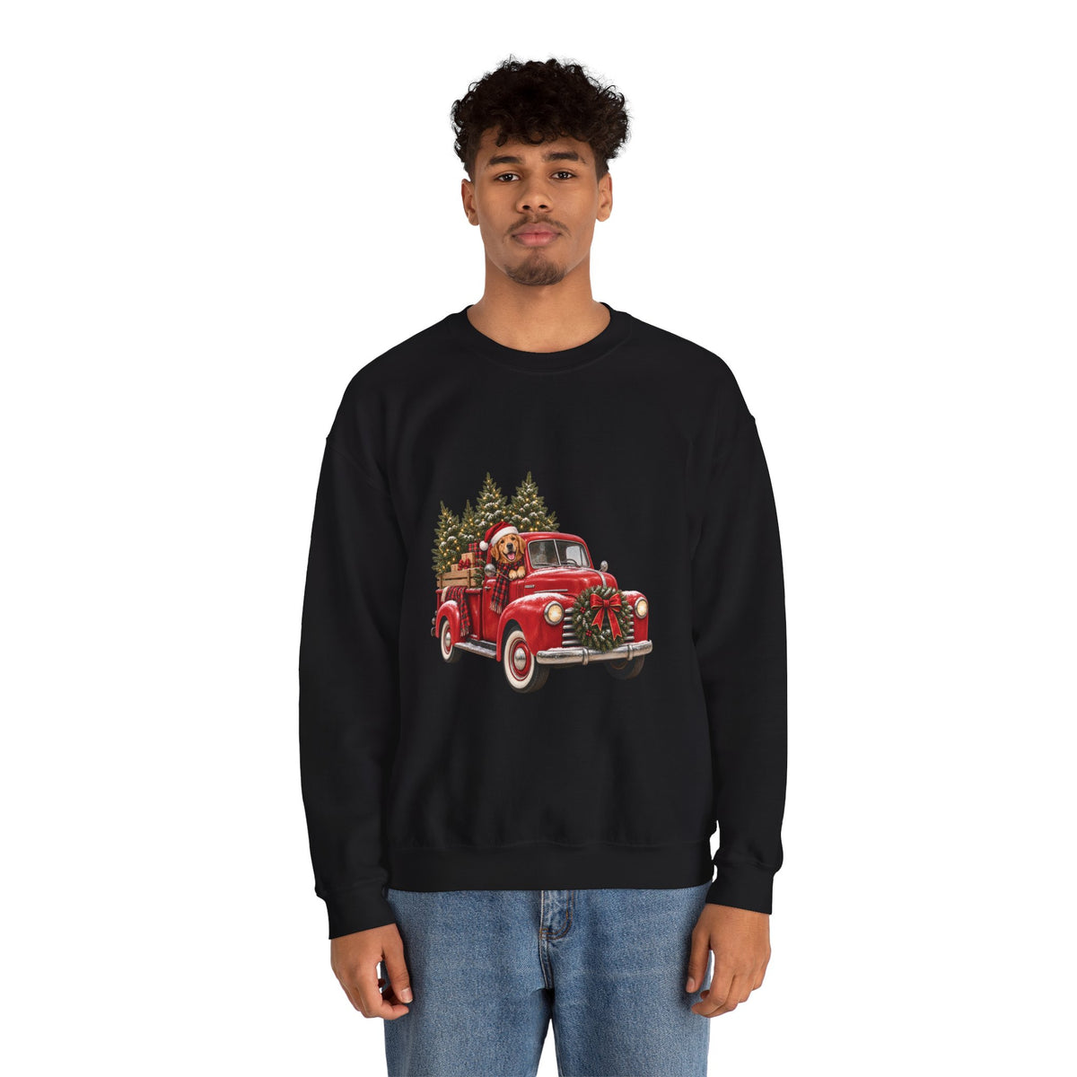 Vintage Red Truck Christmas Sweatshirt, Unisex Sweatshirt