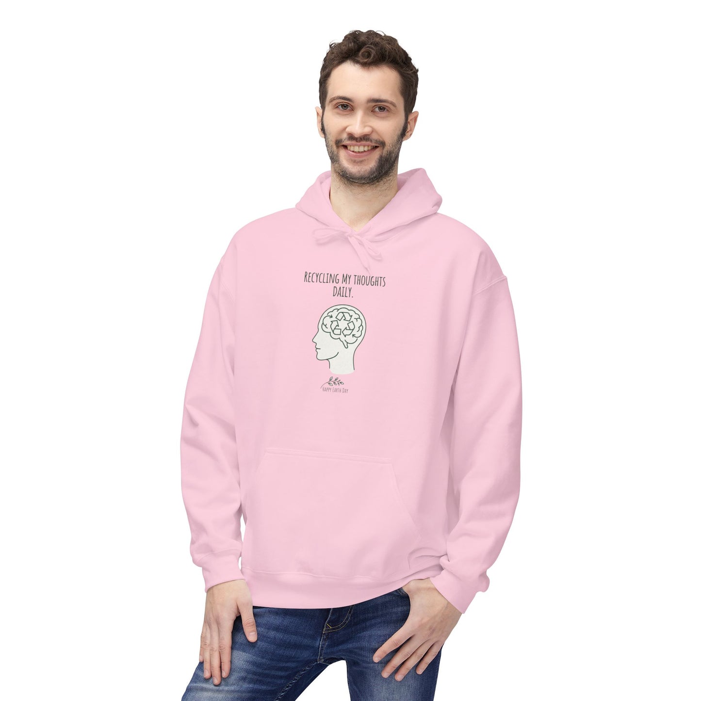 Recycling My Thoughts Daily Hoodie – Earth Day Mental Health Sweatshirt | Eco Mindfulness Unisex Hoodie | Minimal Green Aesthetic