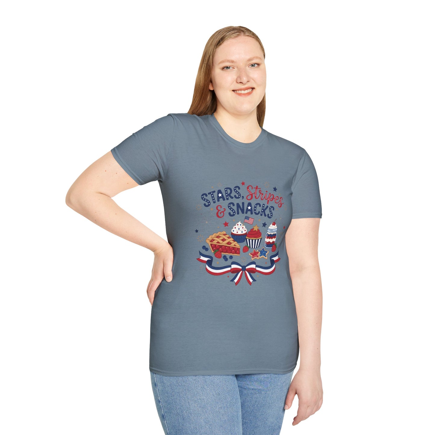 Stars, Stripes & Snacks T-Shirt — 4th of July Patriotic Dessert Tee