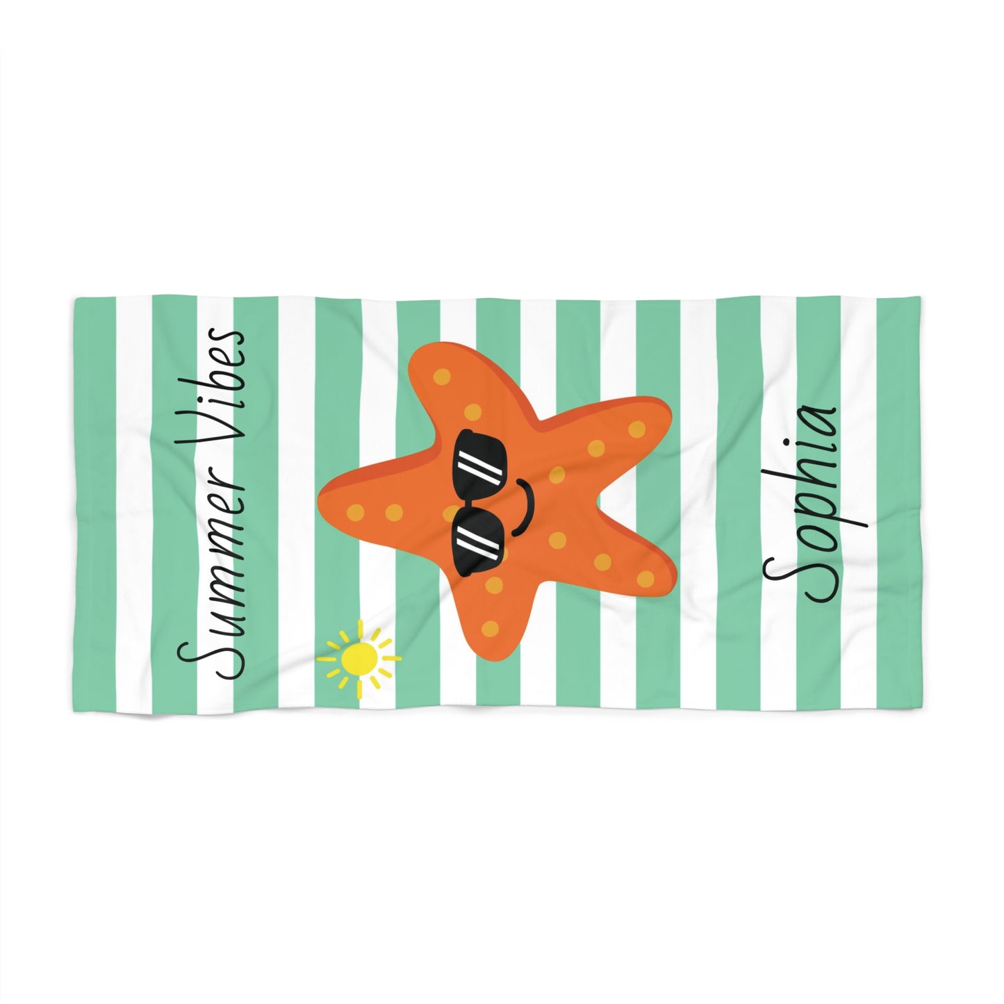 Personalized Summer Vibes Starfish Beach Towel