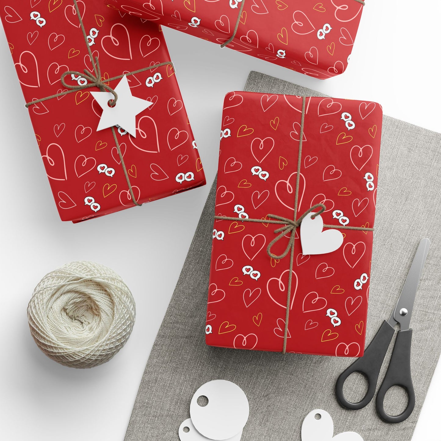 Red Heart Pattern Wrapping Paper — Romantic Gift Wrap for Valentine’s Day & Anniversaries