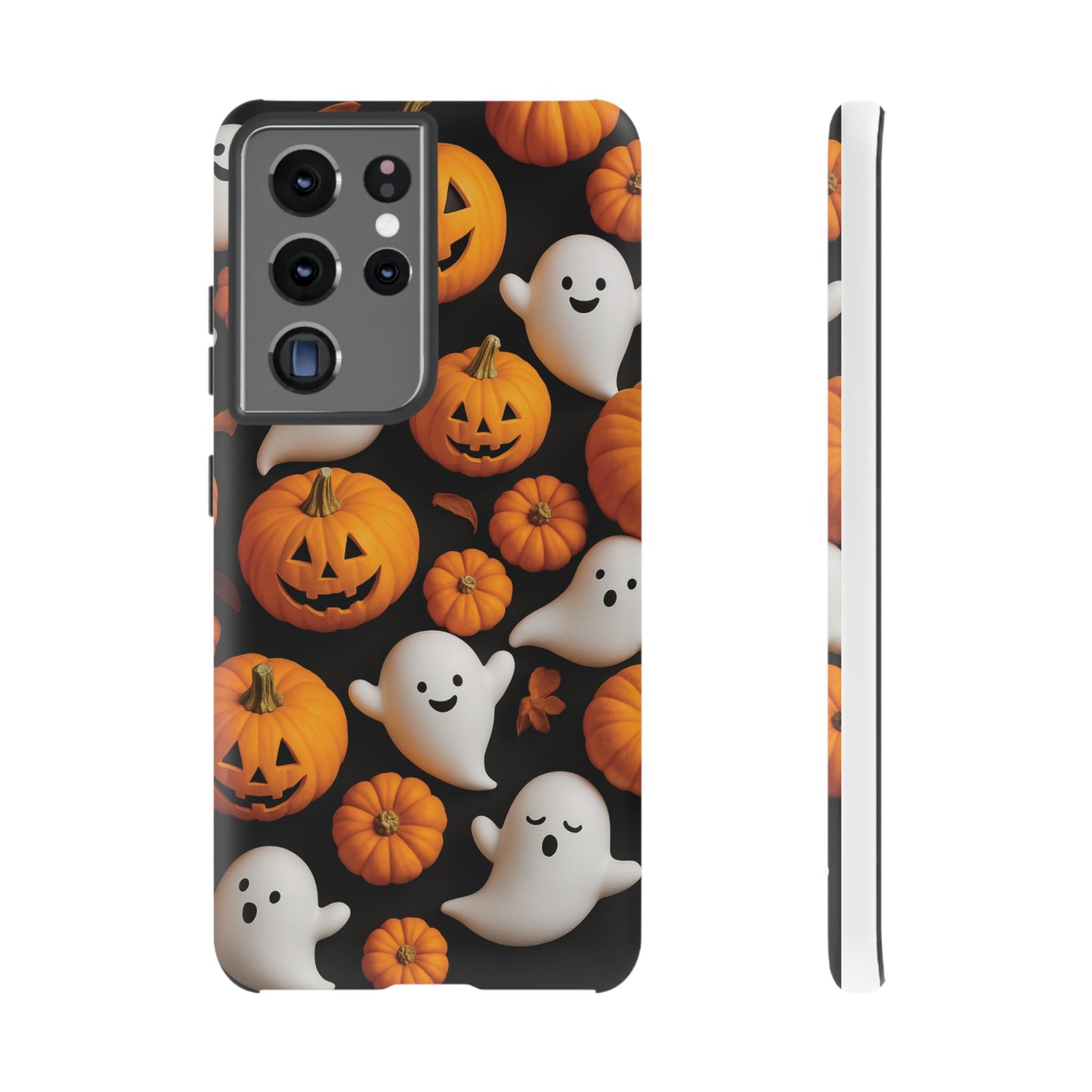 Halloween Phone Case, Spooky Ghosts and Pumpkins Design