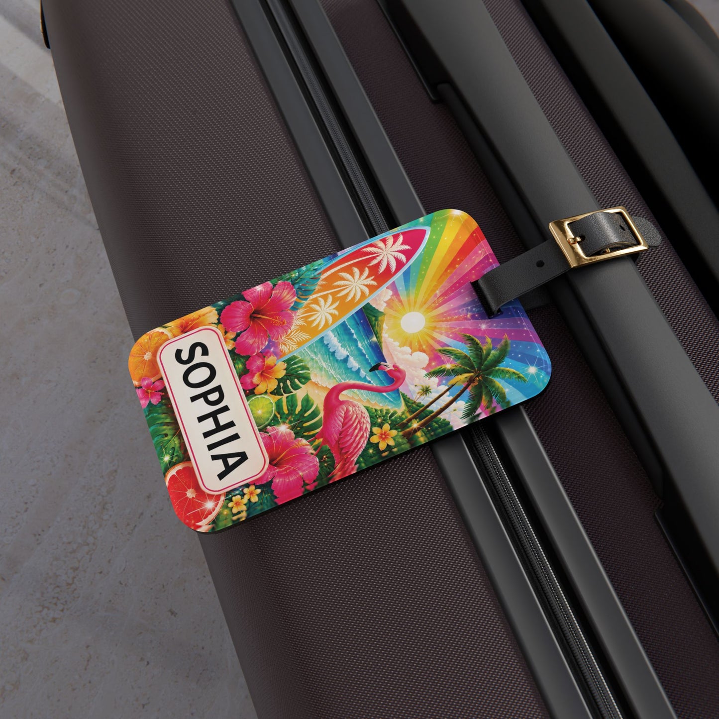 Tropical Summer Luggage Tag — Personalized Name Travel ID