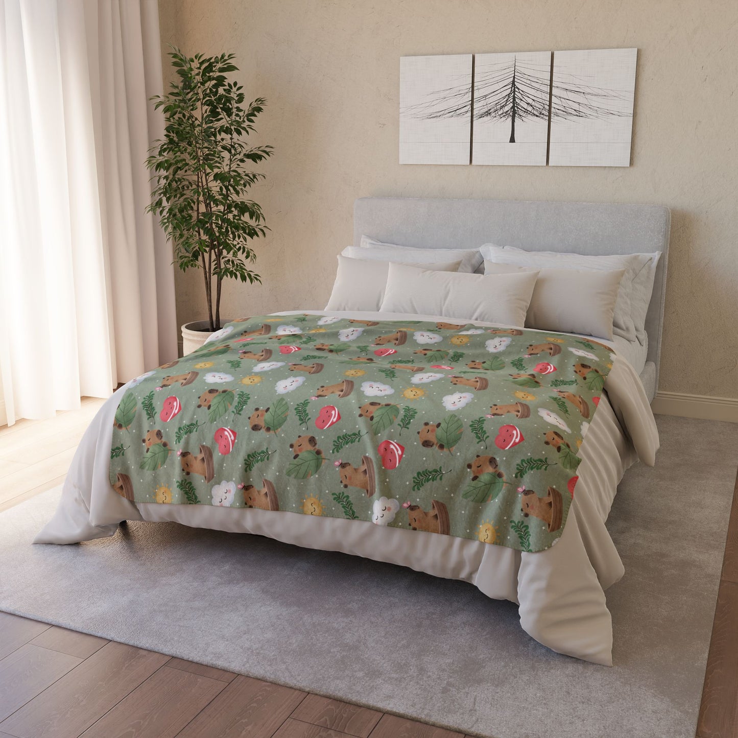 Cute Woodland Animals Sherpa Blanket – Cozy Fleece Throw