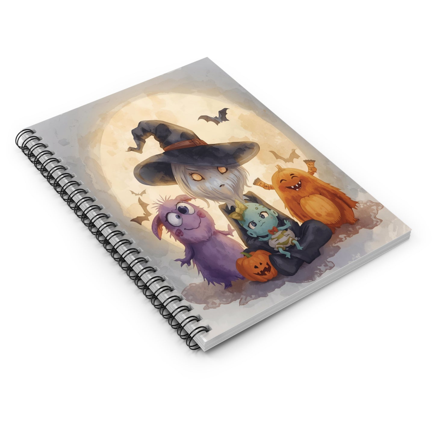 Halloween Whimsical Spiral Notebook | Cute Monster and Witch Design