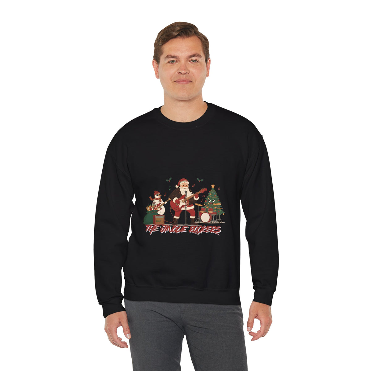 Funny Christmas Sweatshirt – "The Jingle Rockers" Holiday Band Crewneck