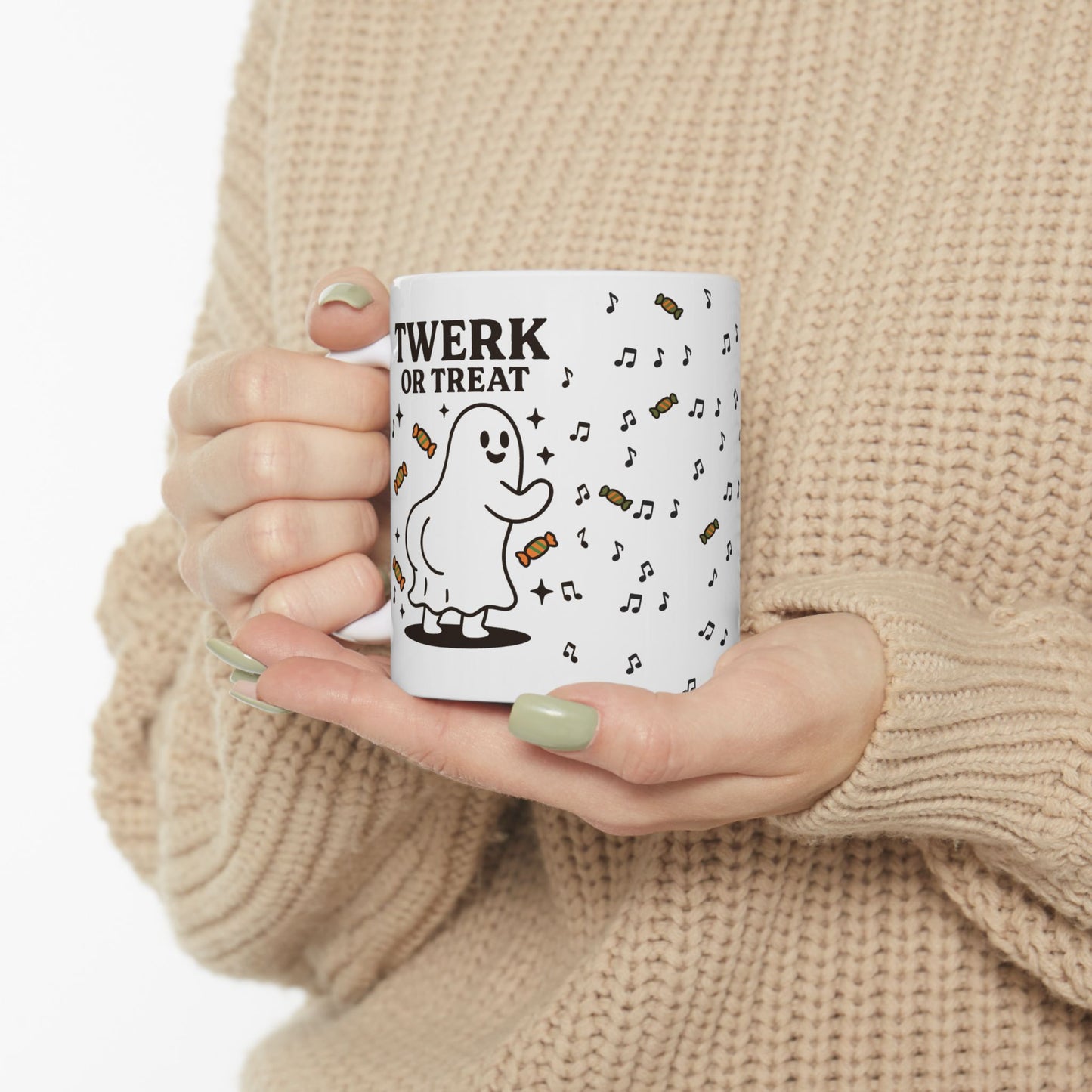 Twerk or Treat Ghost Ceramic Mug - Cute Design for Coffee Lovers, Spooky Decor for Halloween