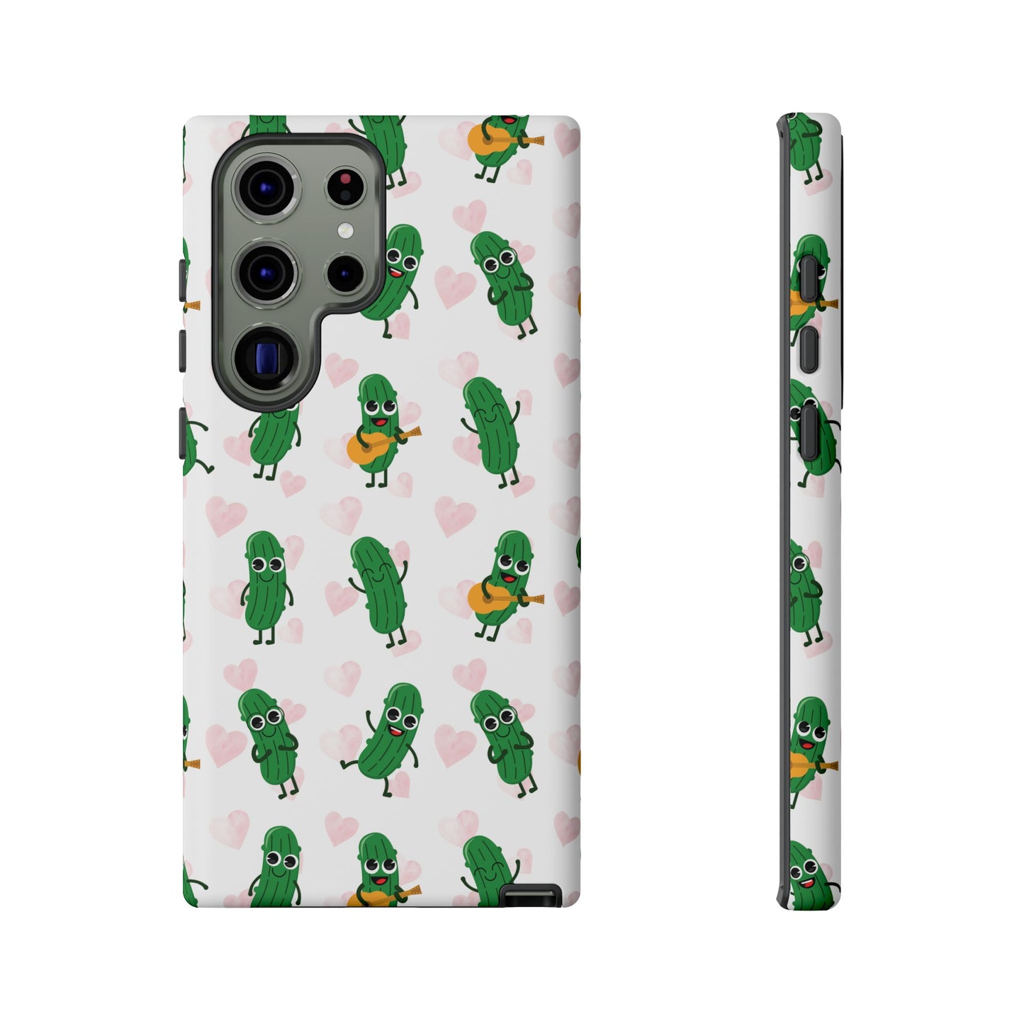 Pickle Pattern Phone Case — Cute Dancing Pickles with Hearts