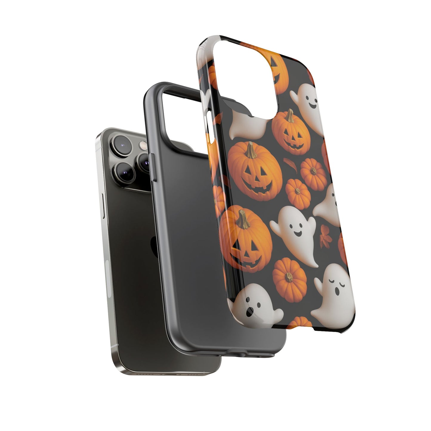 Halloween Phone Case, Spooky Ghosts and Pumpkins Design