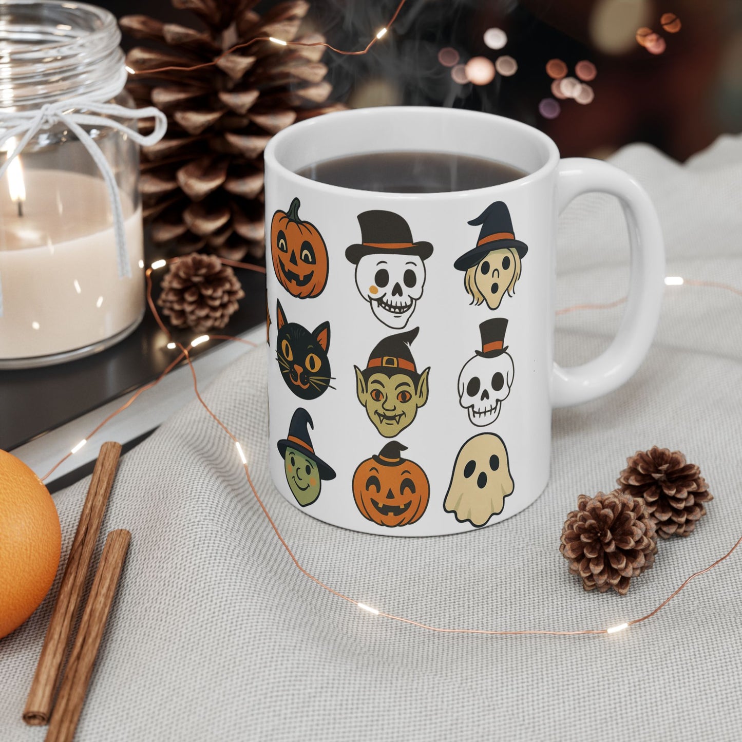 Halloween Themed Ceramic Mug, Spooky Coffee Cup