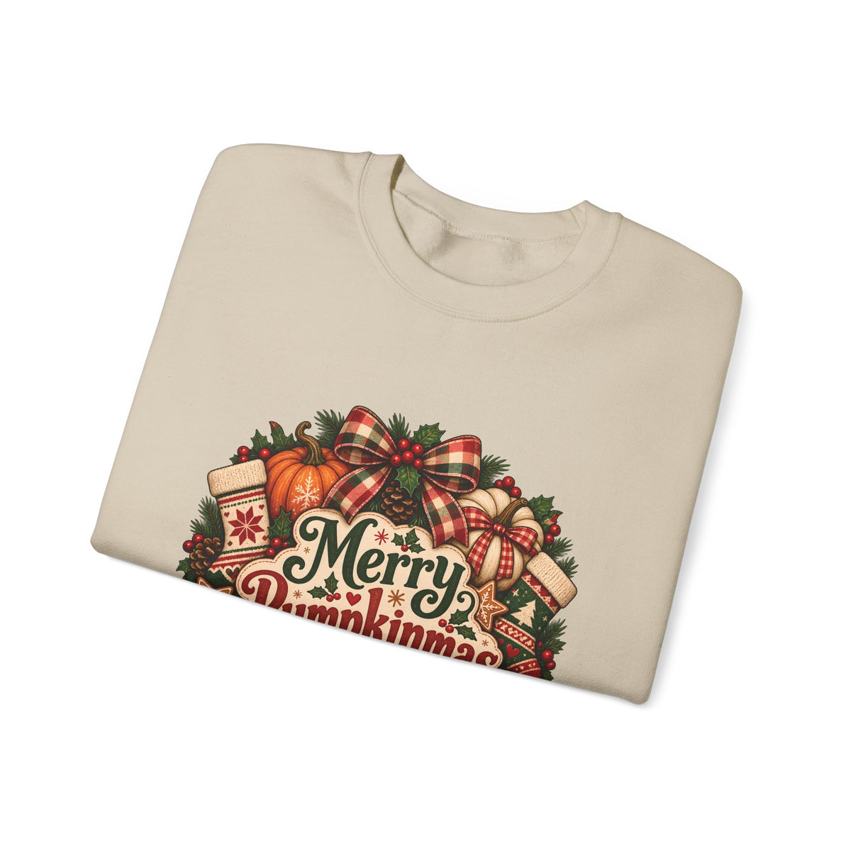 Merry Pumpkinmas Sweatshirt — Holiday Pumpkin Wreath Crewneck