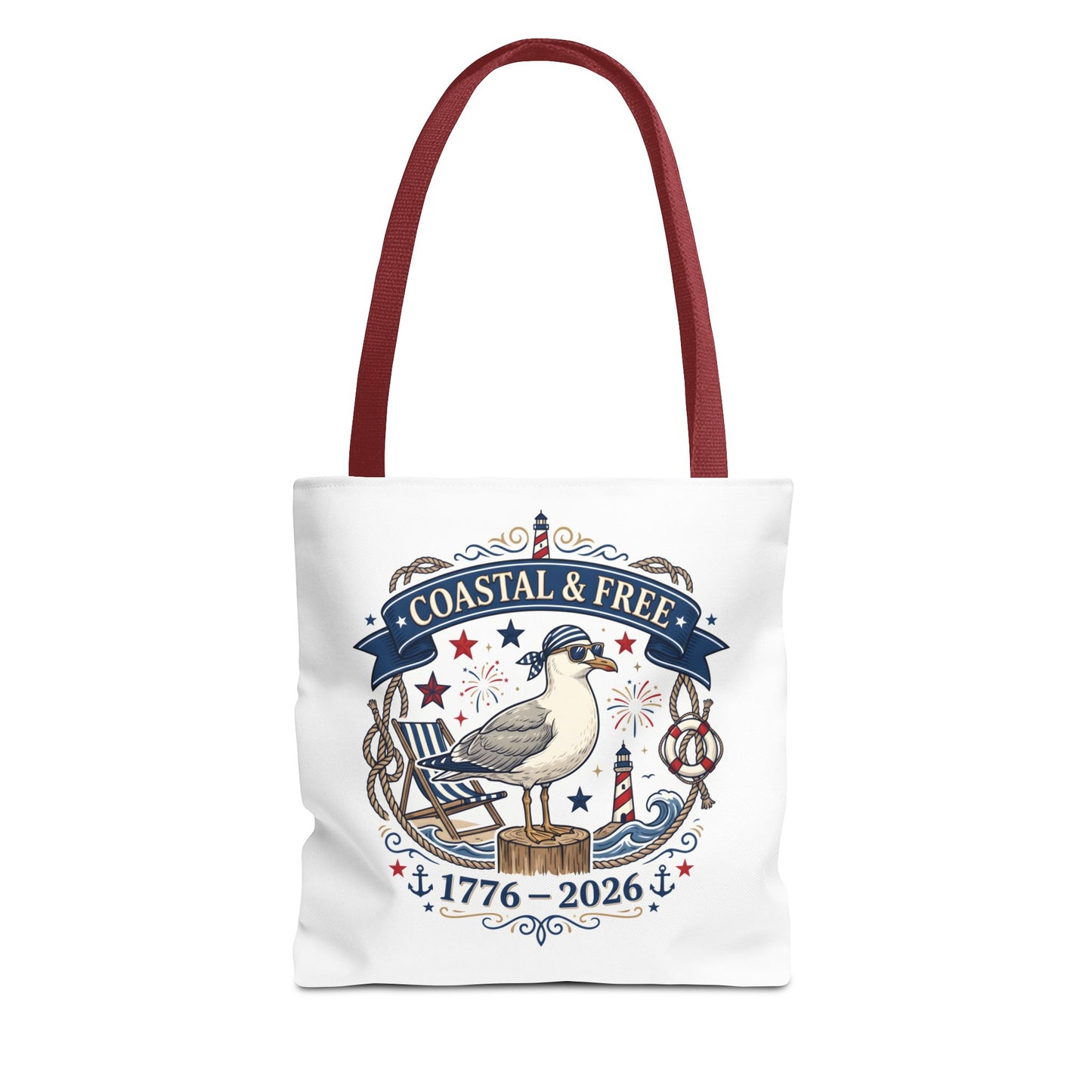 Coastal & Free Seagull Tote Bag — Patriotic 4th of July Beach Tote