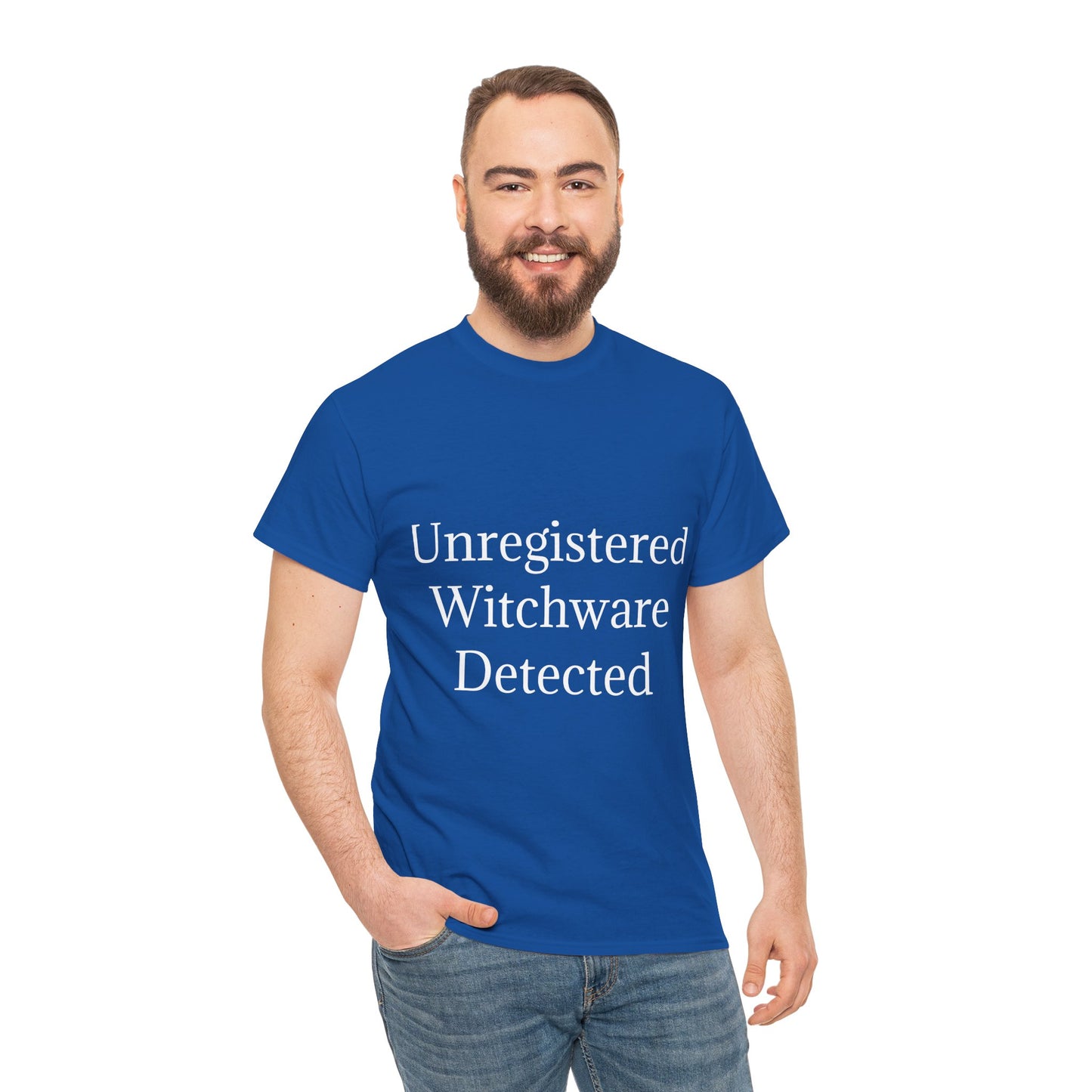 Unisex Heavy Cotton Tee - Unregistered Witchware Detected, Witchy Apparel, Halloween Tee