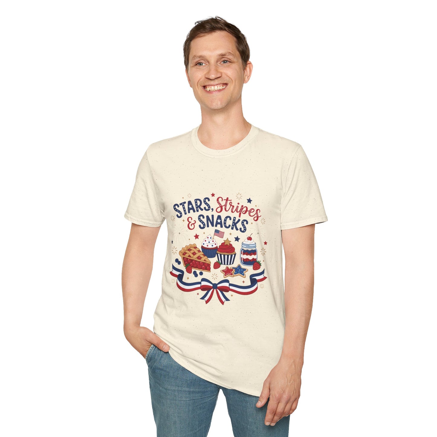 Stars, Stripes & Snacks T-Shirt — 4th of July Patriotic Dessert Tee