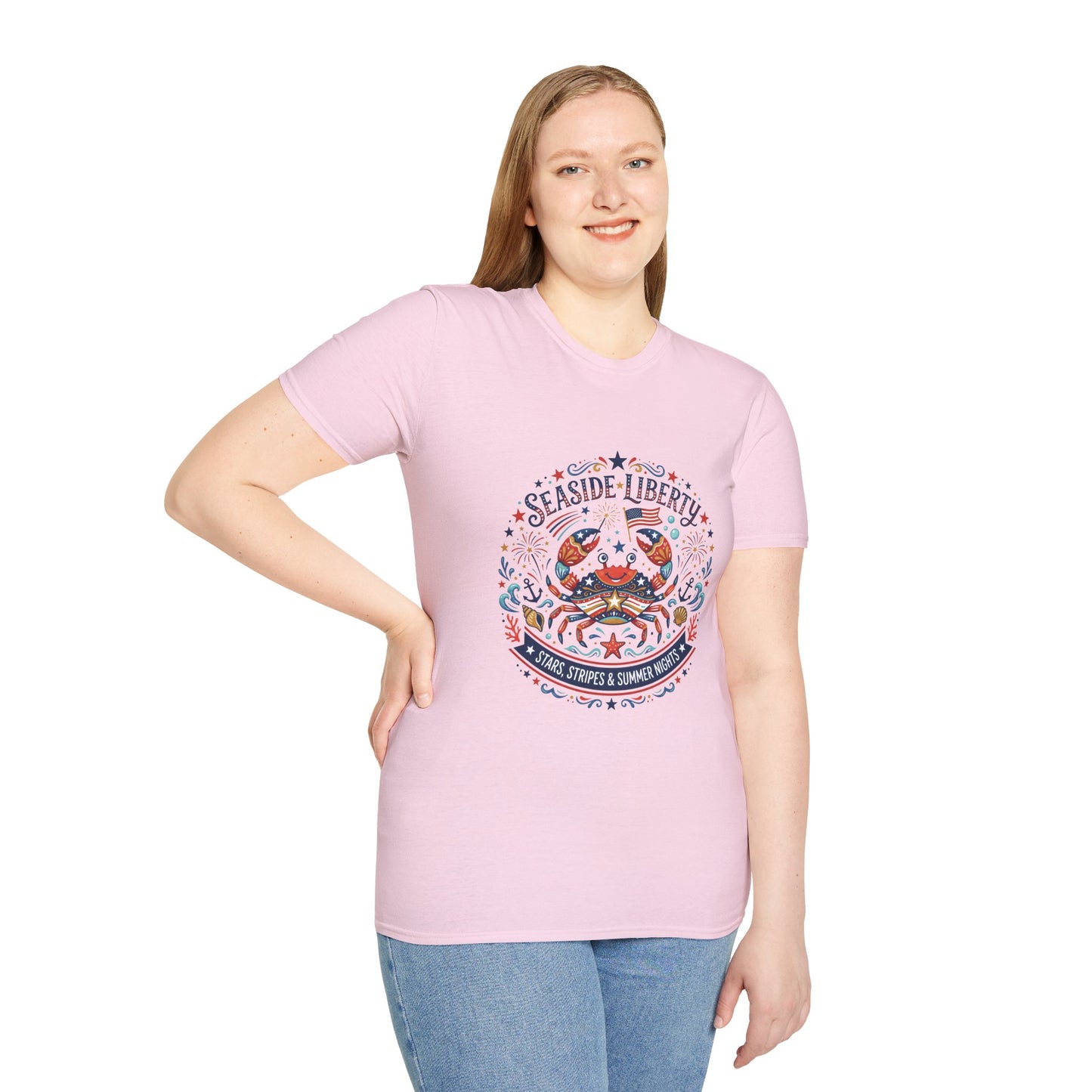 Seaside Liberty Crab T-Shirt — 4th of July Patriotic Summer Beach Tee