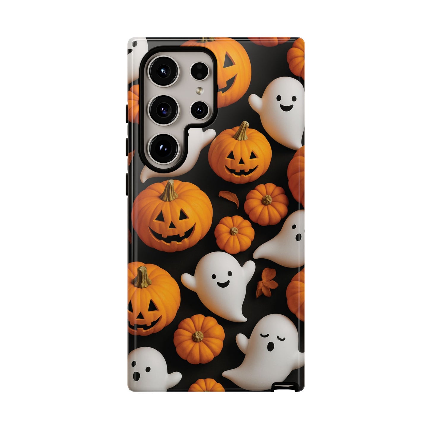 Halloween Phone Case, Spooky Ghosts and Pumpkins Design
