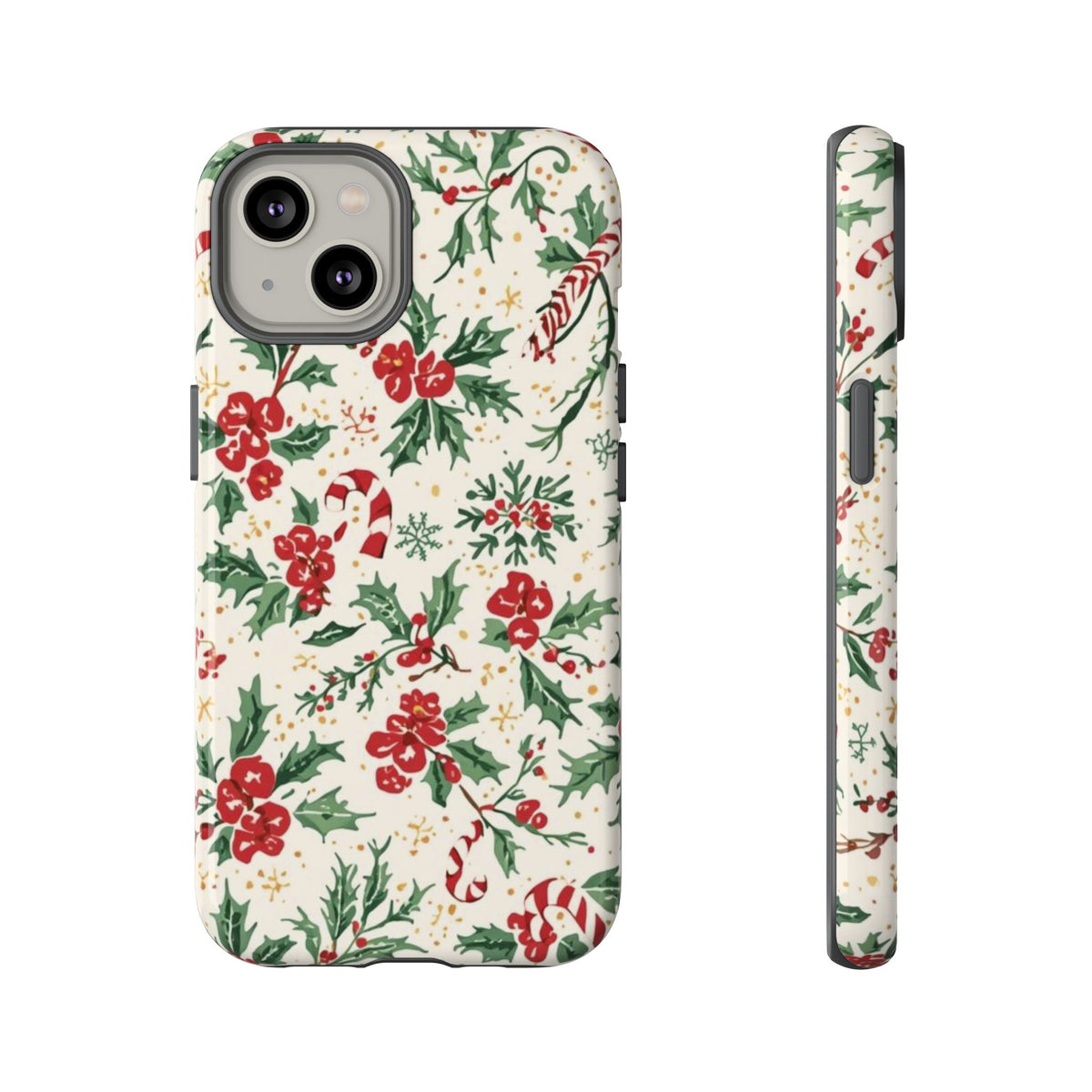 Christmas Themed Phone Case, Festive Floral Dual Layer Phone Case for Iphone & Samsung