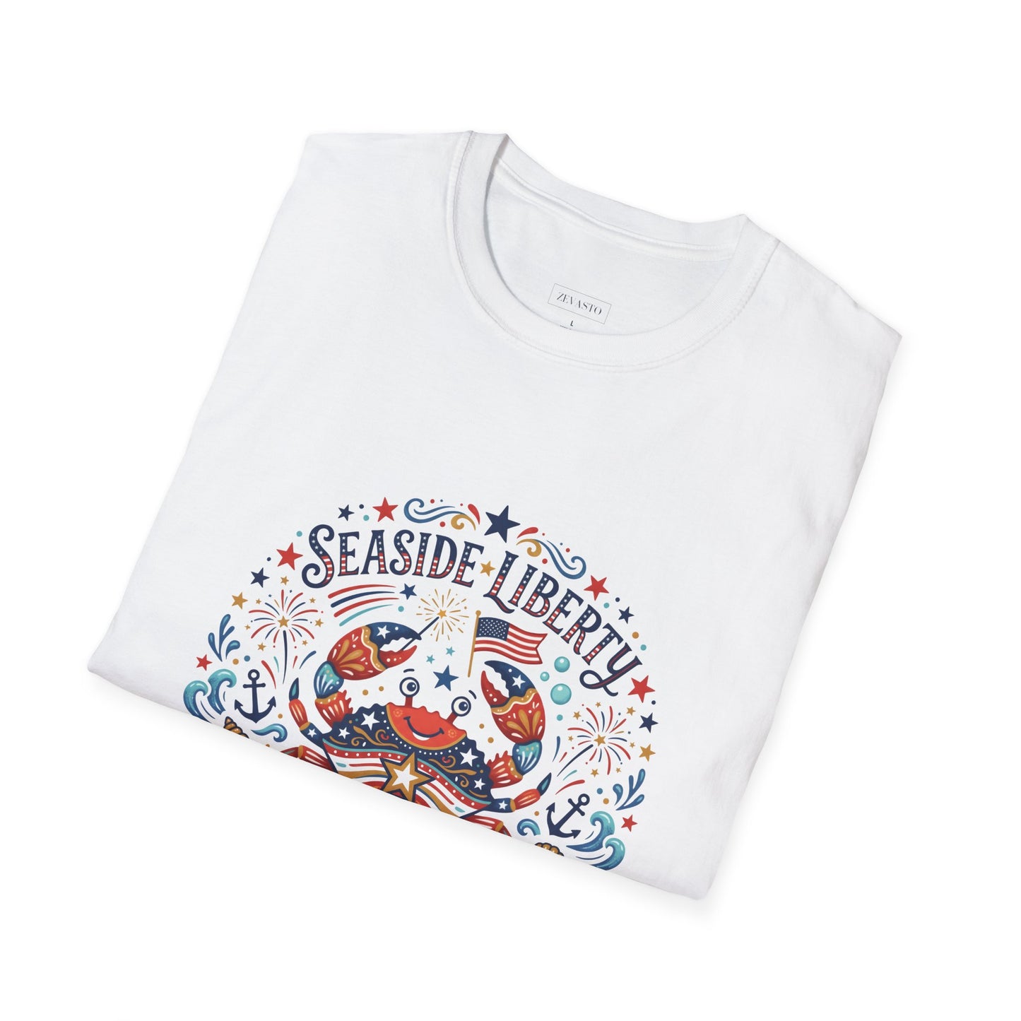 Seaside Liberty Crab T-Shirt — 4th of July Patriotic Summer Beach Tee
