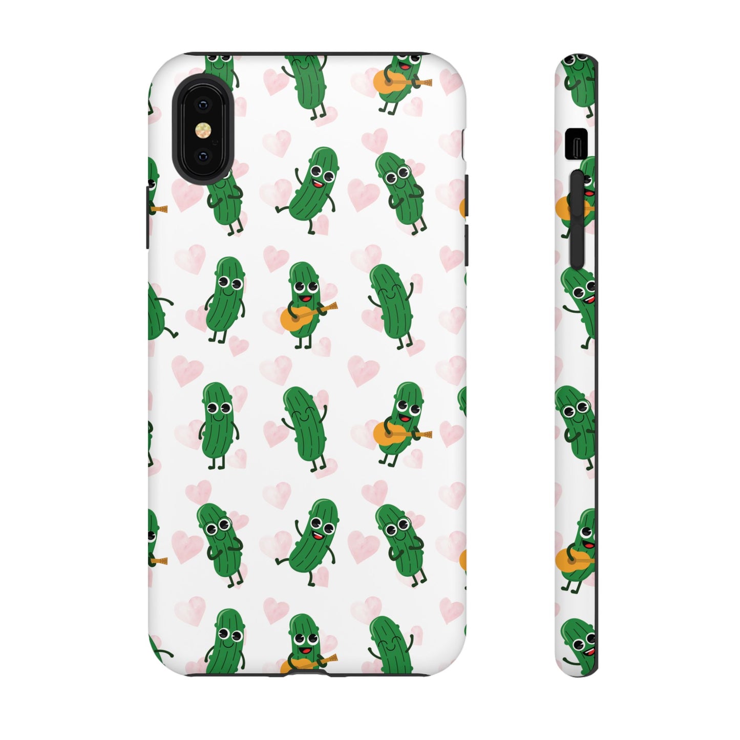 Pickle Pattern Phone Case — Cute Dancing Pickles with Hearts