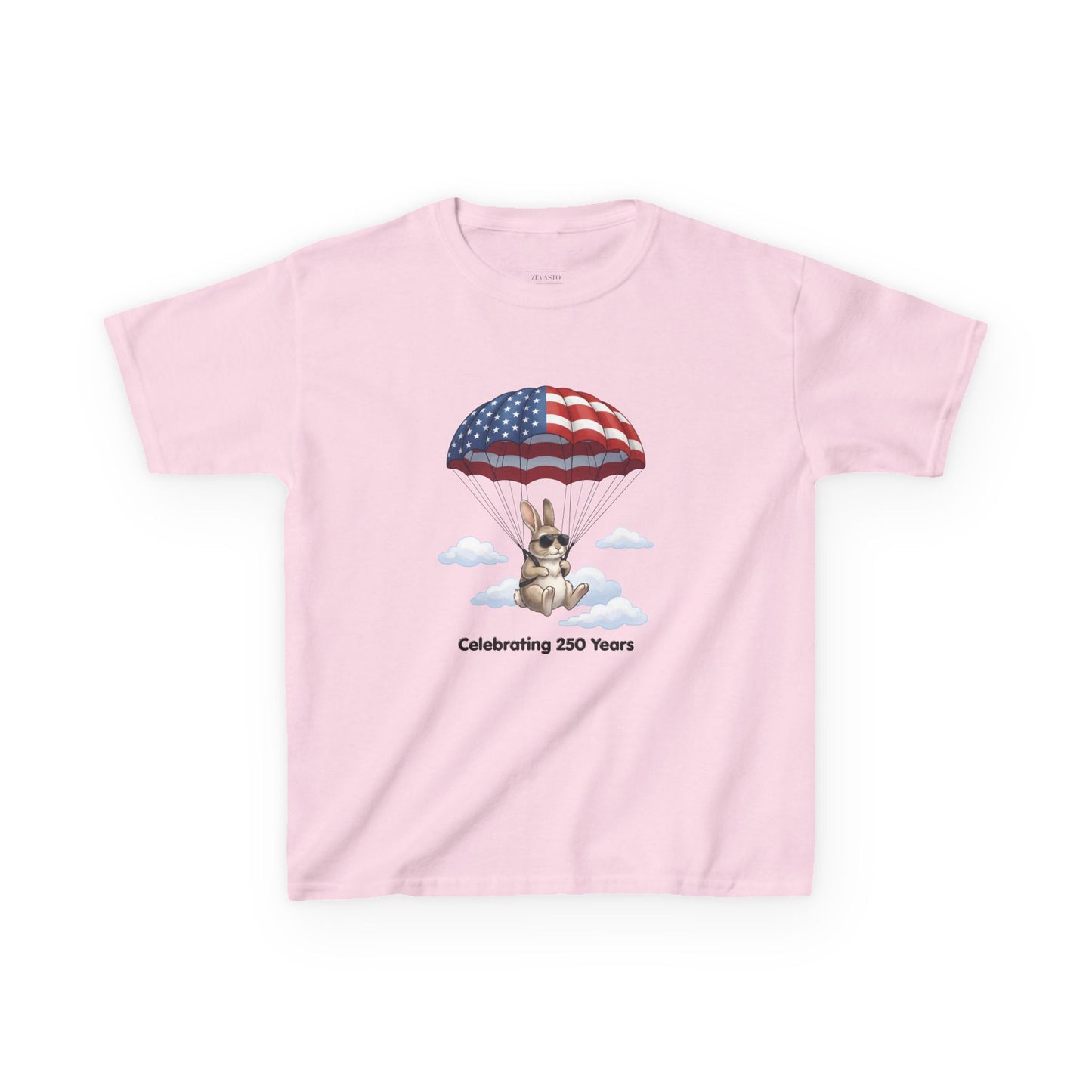 Kids Tee — Bunny with Parachute “Celebrating 250 Years”