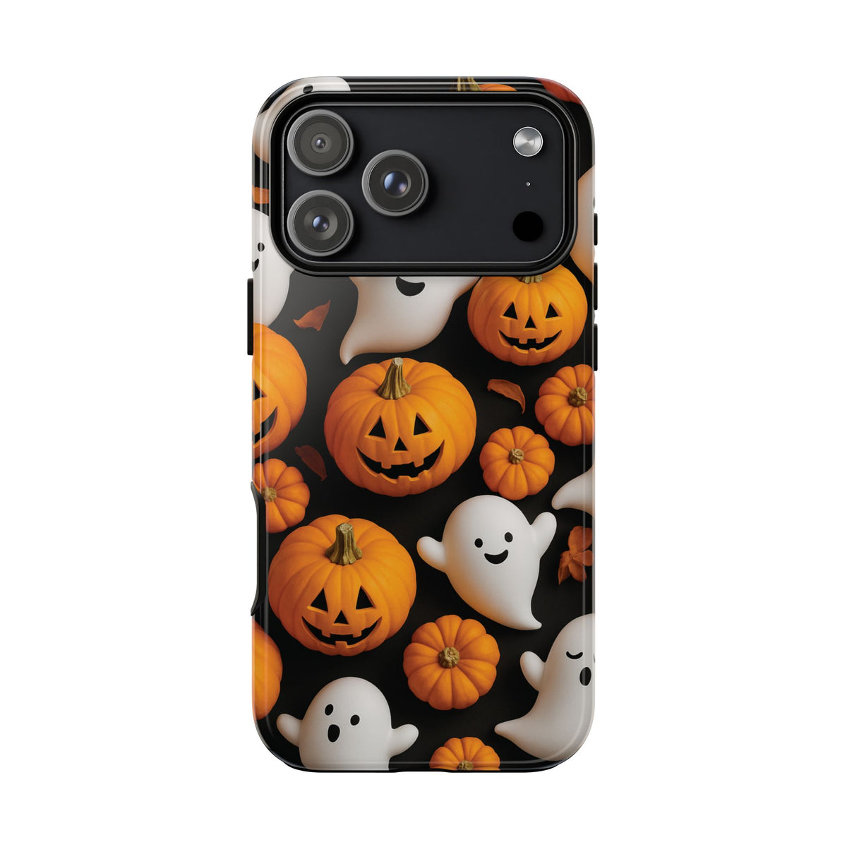 Halloween Phone Case, Spooky Ghosts and Pumpkins Design
