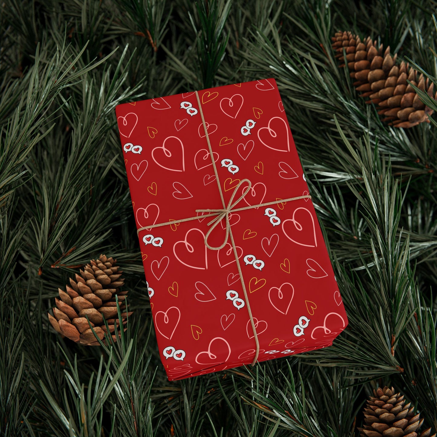 Red Heart Pattern Wrapping Paper — Romantic Gift Wrap for Valentine’s Day & Anniversaries