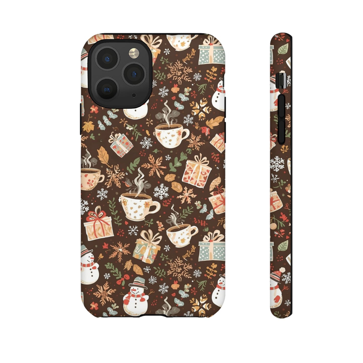 Christmas Phone Case, Winter Holiday Phone Case with Snowmen and Gifts Design for Iphone 17, 16, 15, 14, 13, 12, 11 & Samsung