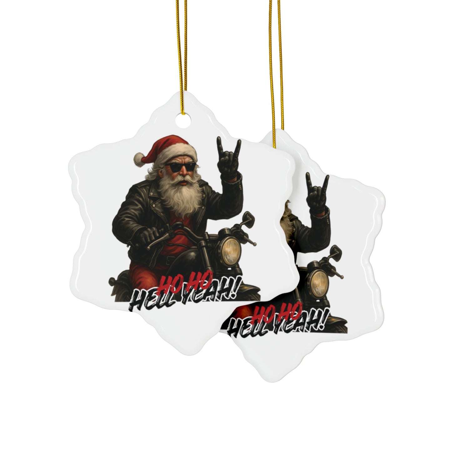 Santa Ceramic Ornament — 'Ho Ho Hell Yeah!' Christmas Decoration