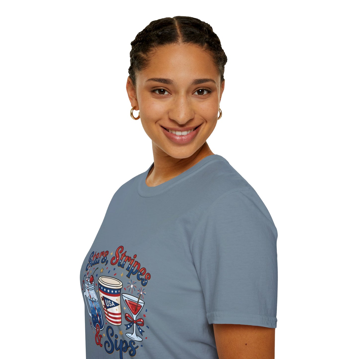 Patriotic "Stars, Stripes & Sips" T-Shirt
