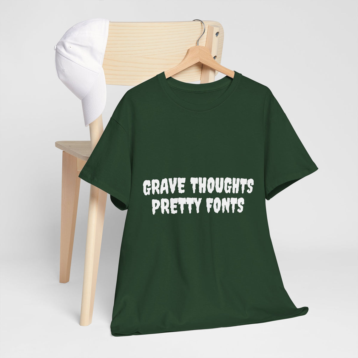 Grave Thoughts Pretty Fonts Tee | Unisex Heavy Cotton T-Shirt for Spooky Season