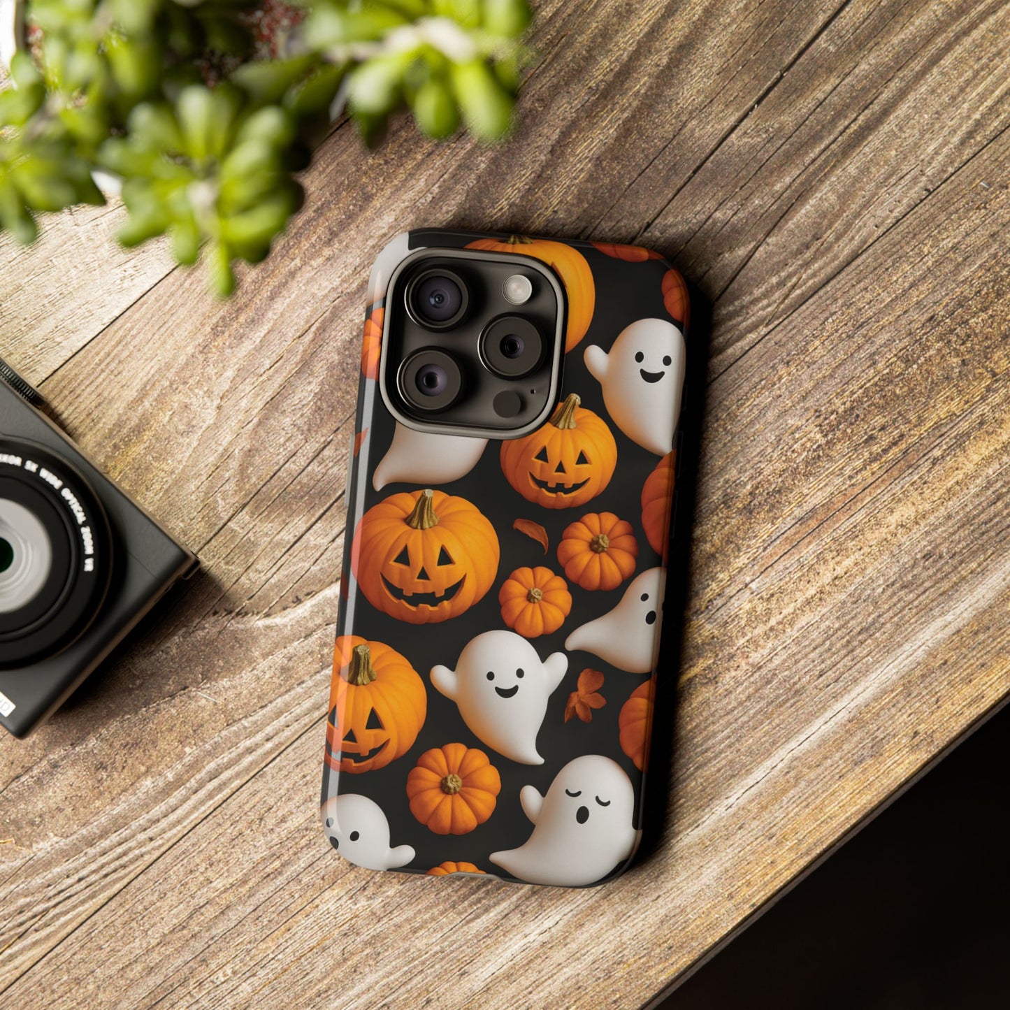 Halloween Phone Case, Spooky Ghosts and Pumpkins Design
